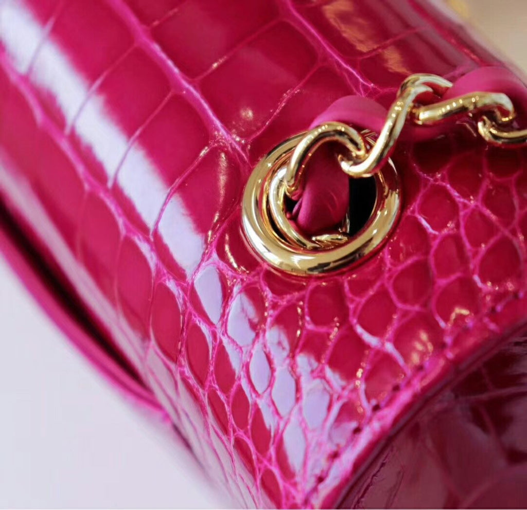 Chanel Fuchsia  Shinny Alligator Mini Flap Bag