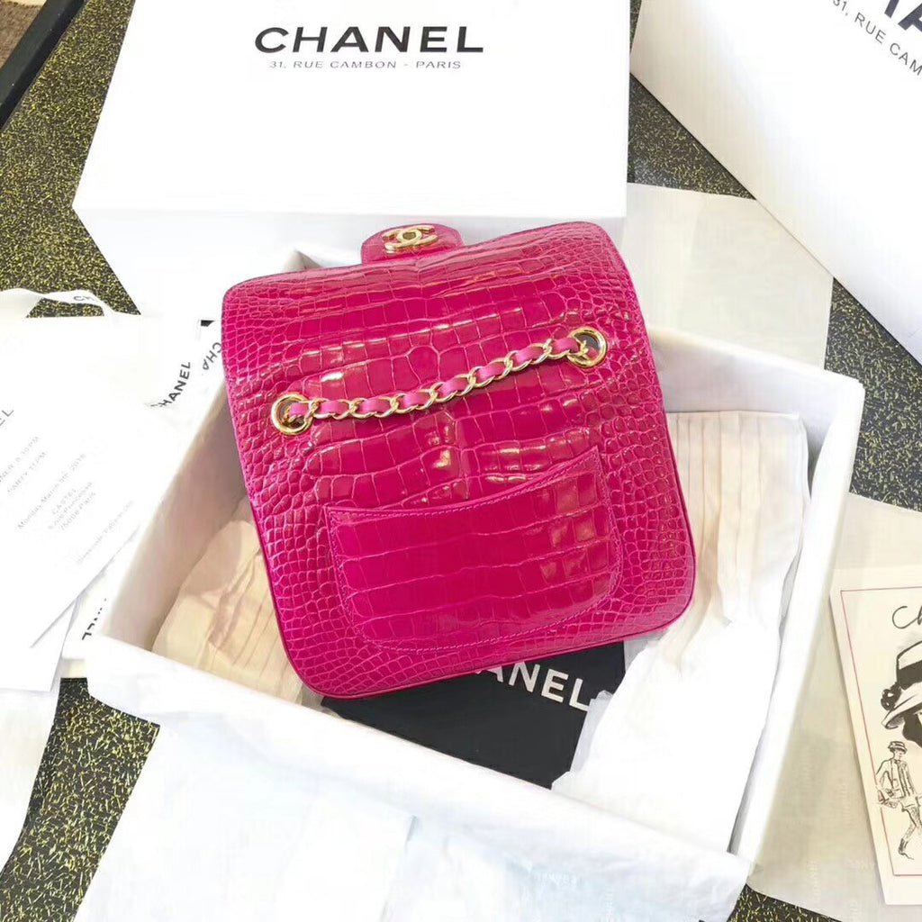 Chanel Fuchsia  Shinny Alligator Mini Flap Bag