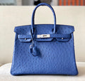 Hermes Blue Royal Birkin Bag 25cm KK Ostrich Leather Palladium Hardware