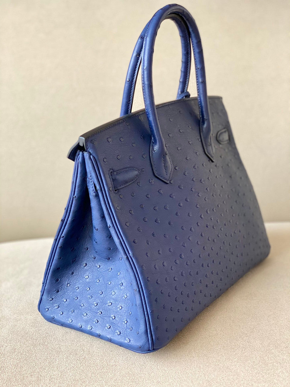 Hermes Blue Royal Birkin Bag 25cm KK Ostrich Leather Palladium Hardware
