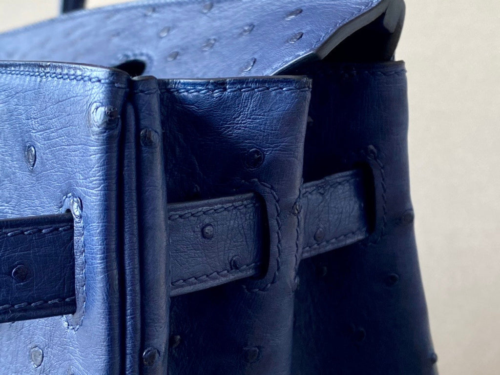 Hermes Blue Royal Birkin Bag 25cm KK Ostrich Leather Palladium Hardware