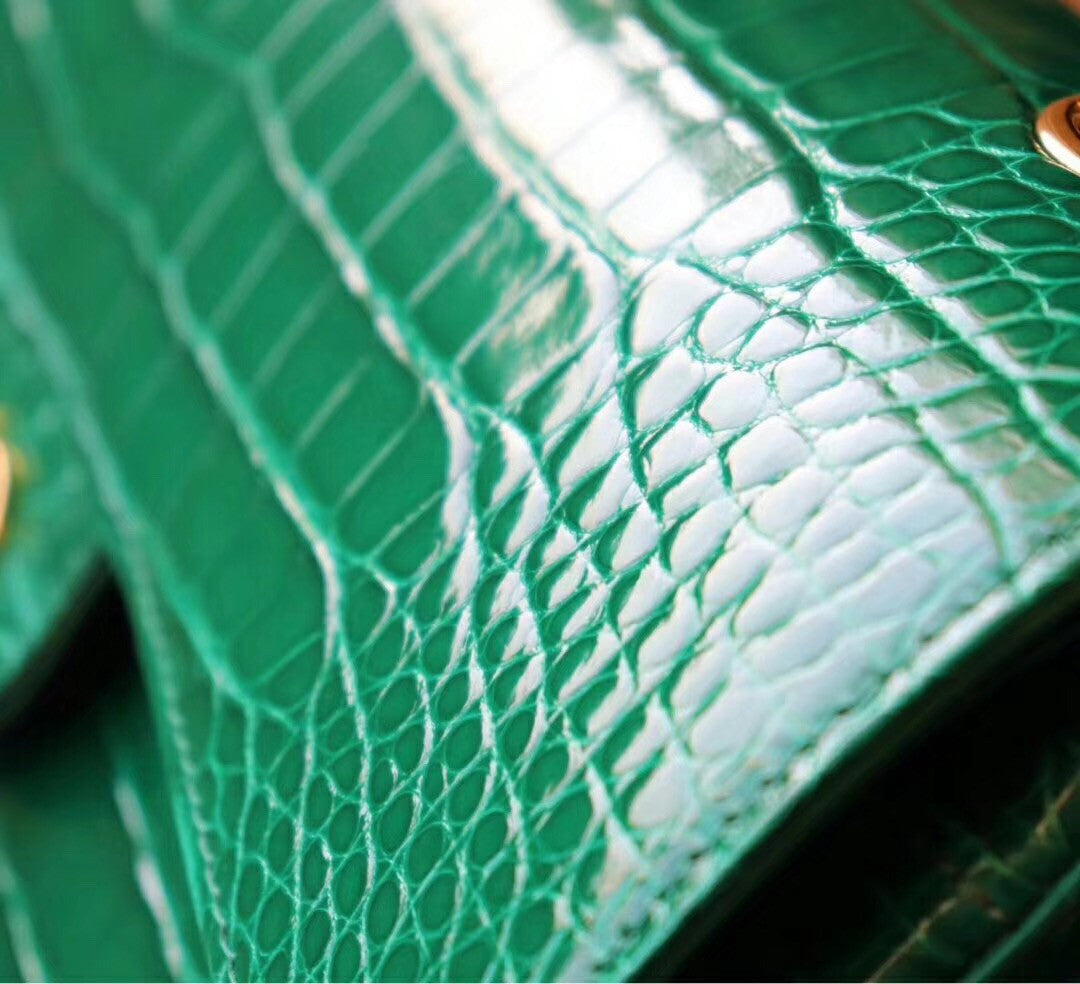 Chanel Emerald Shinny Alligator Flap Bag