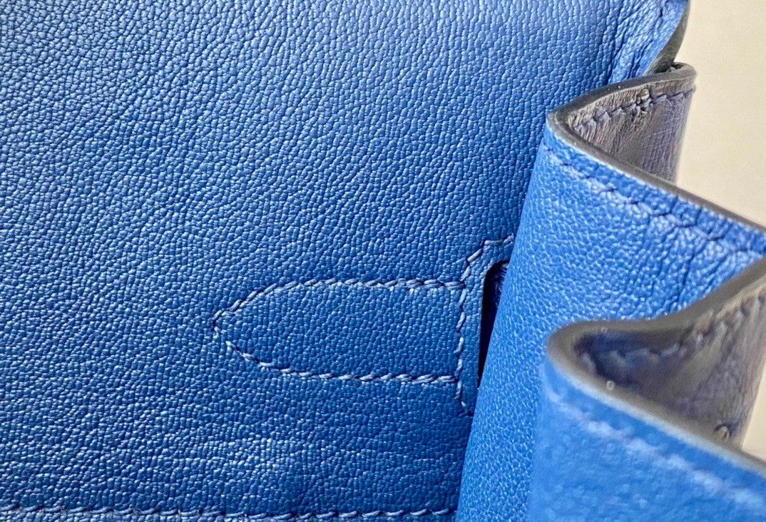 Hermes Blue Royal Birkin Bag 25cm KK Ostrich Leather Palladium Hardware