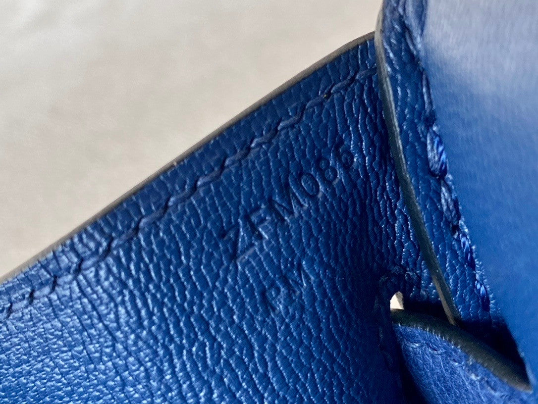 Hermes Blue Royal Birkin Bag 25cm KK Ostrich Leather Palladium Hardware