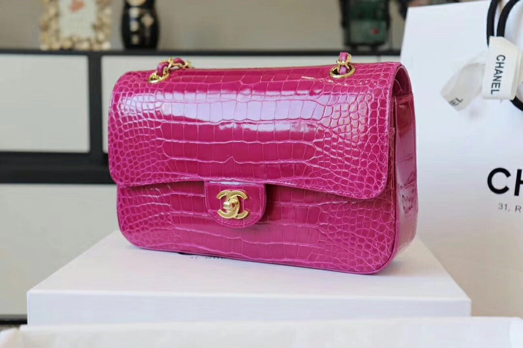 Chanel Fuchsia  Shinny Alligator Classic Flap Bag