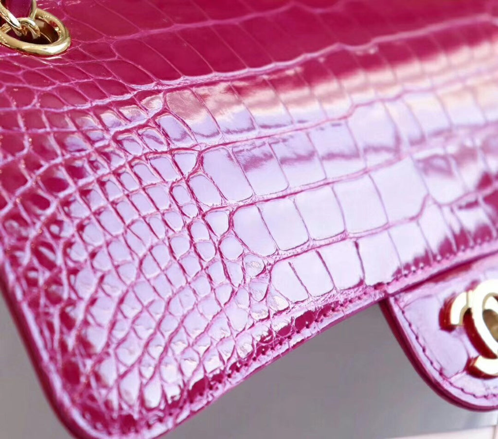 Chanel Fuchsia  Shinny Alligator Classic Flap Bag