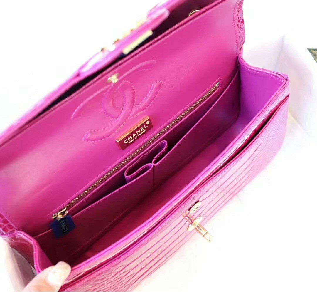 Chanel Fuchsia  Shinny Alligator Classic Flap Bag