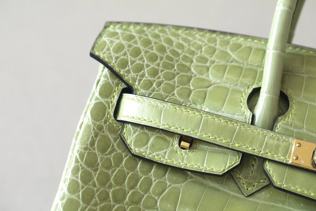 Hermès Birkin 25 Vert Anis Shiny  Crocodile Niloticus Gold Hardware