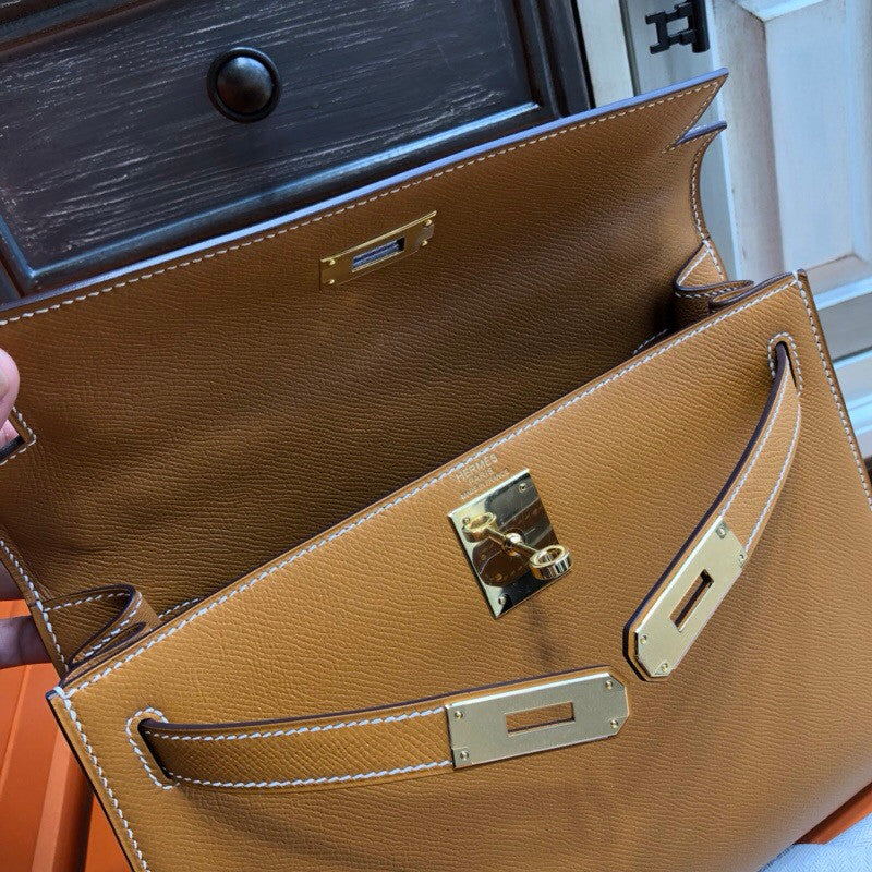 Hermes 1H Toffee Kelly 28 cm Epsom Gold Hardware