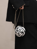 Chanel Resin Plexi CC Round Camellia Minaudiere Clutch Black White 2023