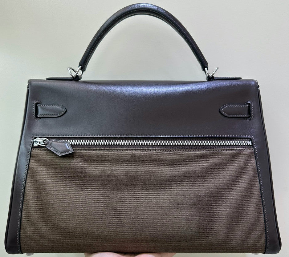 Hermès Kelly 35 Lakis Box/Canvas PHW