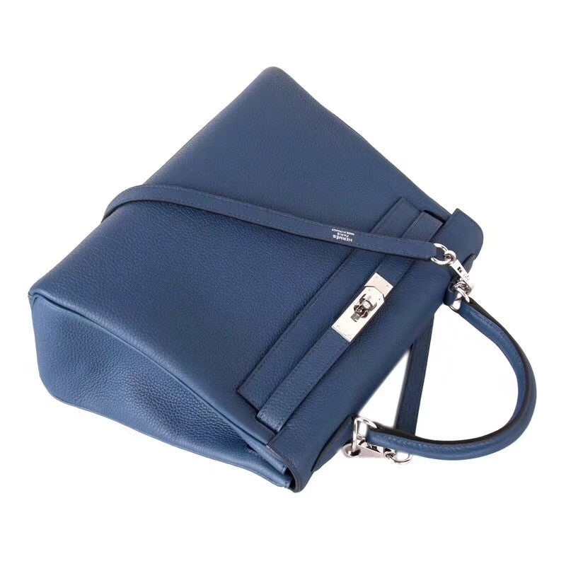 Hermès 73 Blue Sapphire Kelly 28 Epsom Palladium Hardware