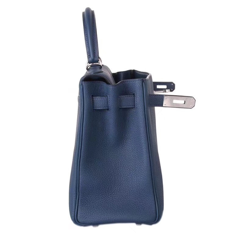 Hermès 73 Blue Sapphire Kelly 28 Epsom Palladium Hardware