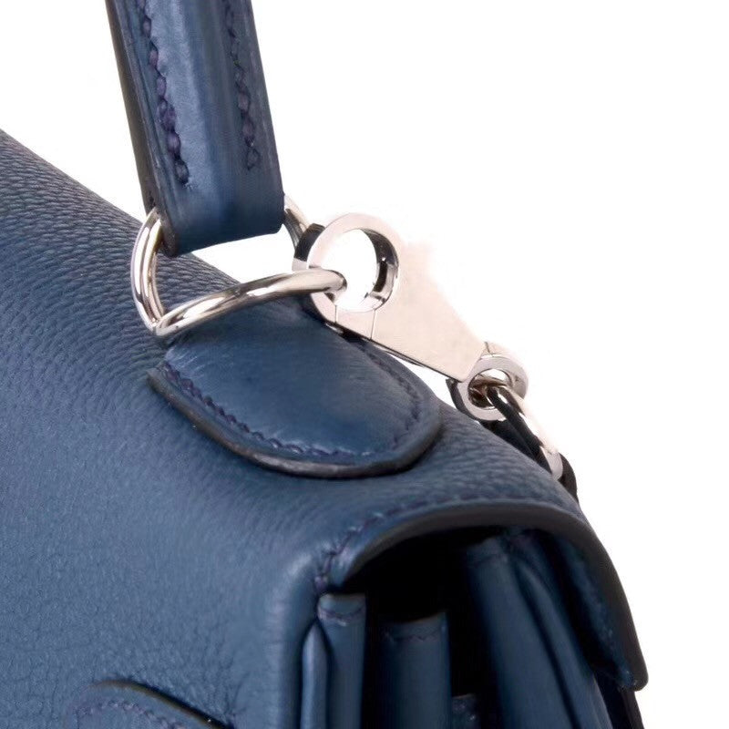 Hermès 73 Blue Sapphire Kelly 28 Epsom Palladium Hardware