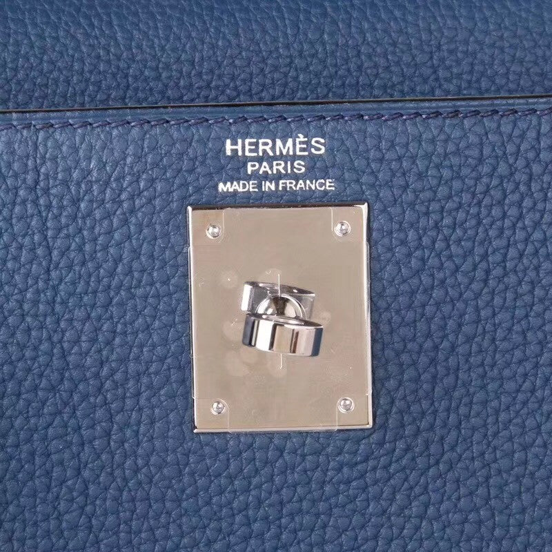 Hermès 73 Blue Sapphire Kelly 28 Epsom Palladium Hardware