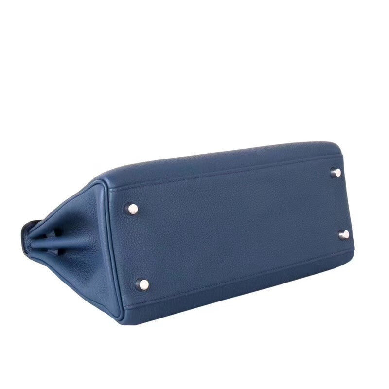 Hermès 73 Blue Sapphire Kelly 28 Epsom Palladium Hardware