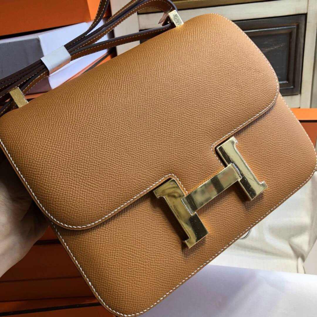 Hermes 1H Toffee Constance 24 Epsom bag with Gold Hardwares (2017 New Color)