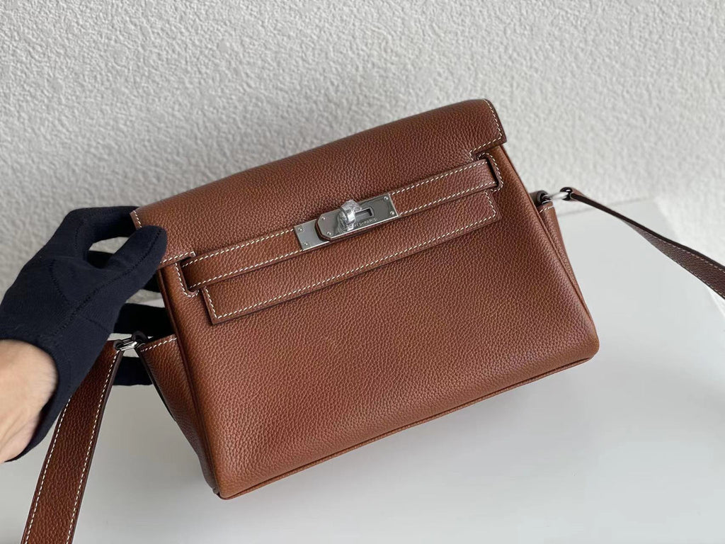 HERMES Kelly Messenger 27 GOLD TOGO palladium HARDWARE