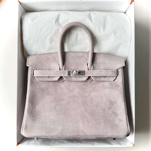 HERMÈS BIRKIN 25 GRIS ASPHALTE VEAU DOBLIS SUEDE WITH PALLADIUM HARDWARE
