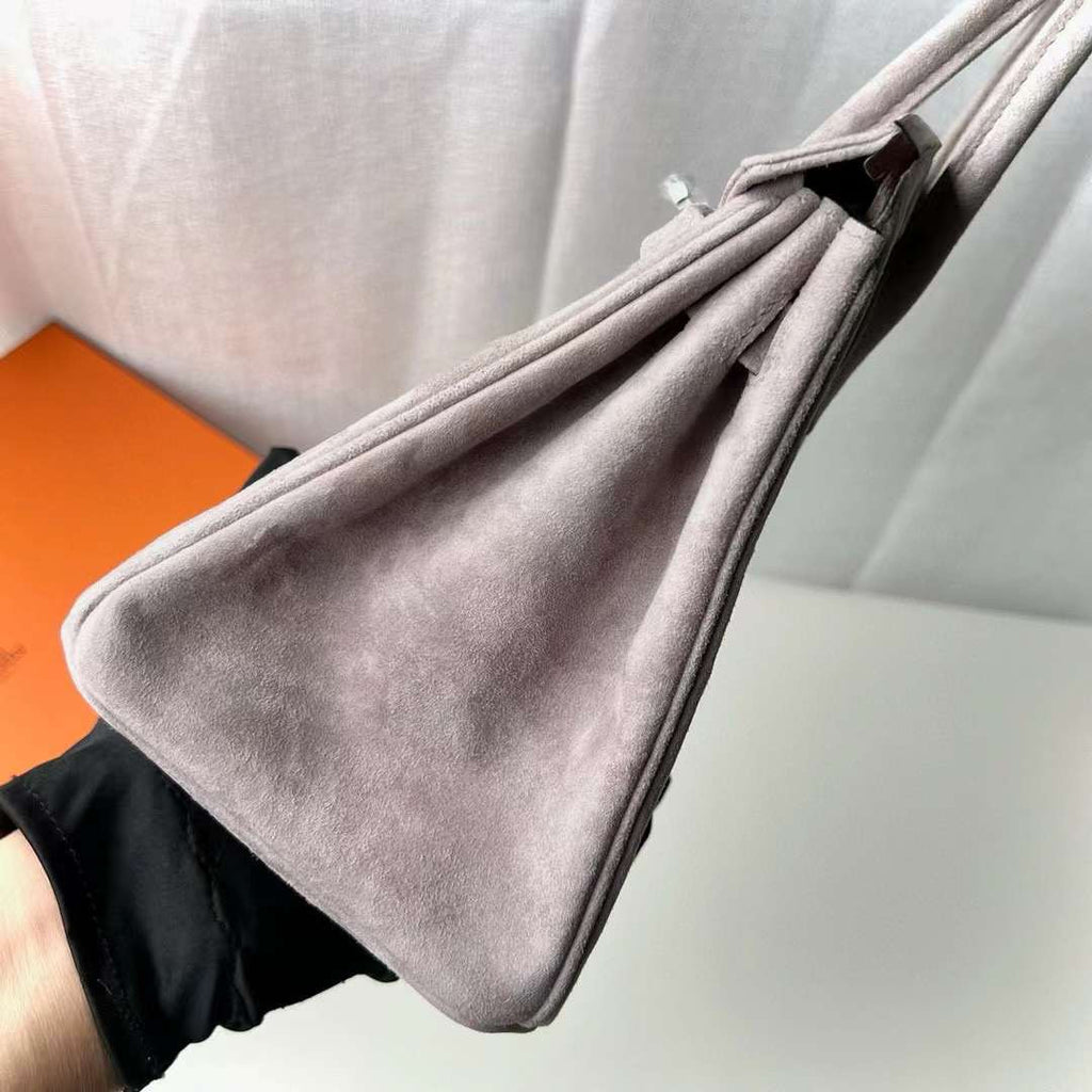 HERMÈS BIRKIN 25 GRIS ASPHALTE VEAU DOBLIS SUEDE WITH PALLADIUM HARDWARE