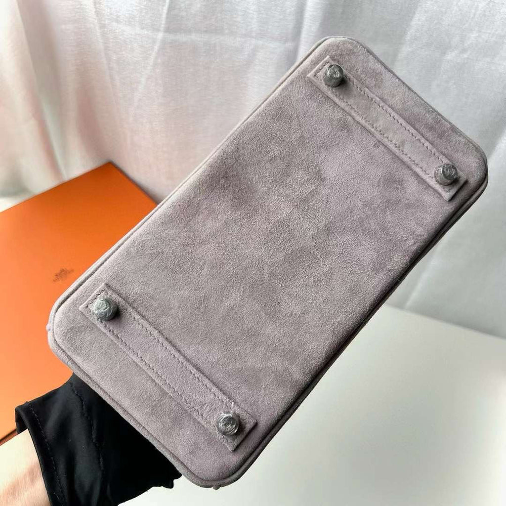 HERMÈS BIRKIN 25 GRIS ASPHALTE VEAU DOBLIS SUEDE WITH PALLADIUM HARDWARE