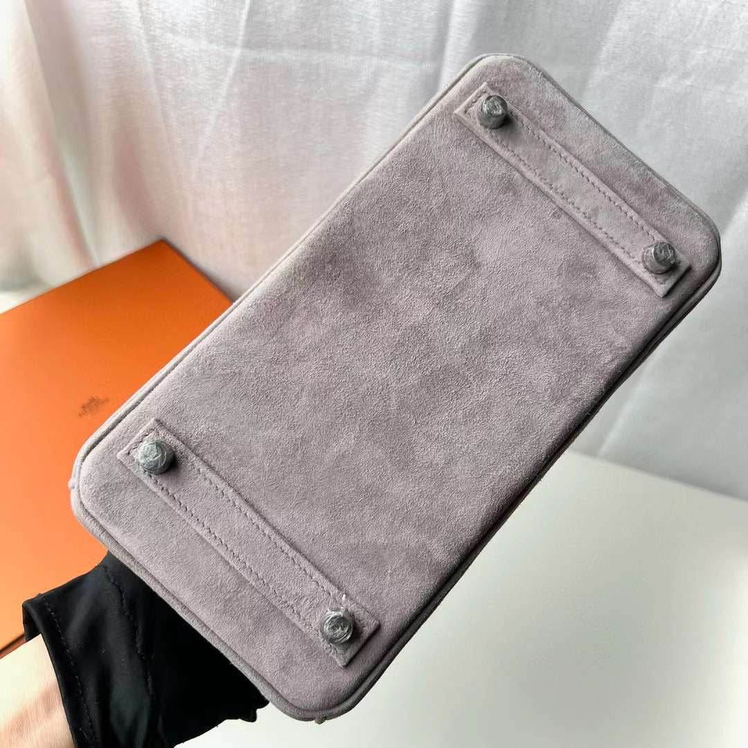 HERMÈS BIRKIN 25 GRIS ASPHALTE VEAU DOBLIS SUEDE WITH PALLADIUM HARDWARE