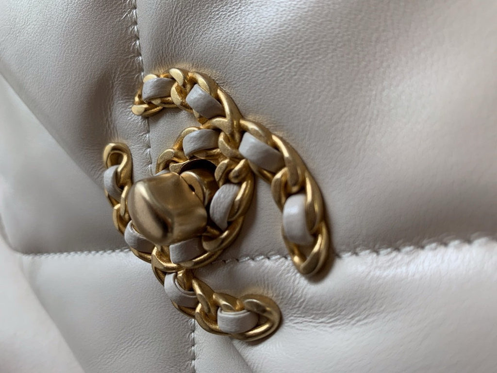 CHANEL 19 White Large Flap Bag