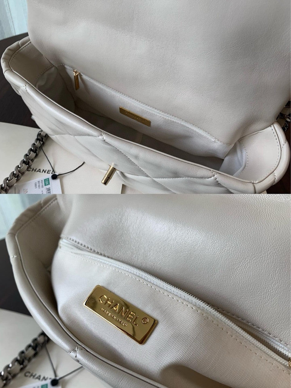CHANEL 19 White Large Flap Bag