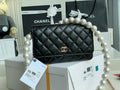 Chanel Clutch With Pearl Chain Black