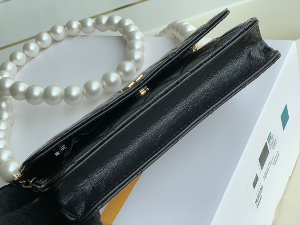 Chanel Clutch With Pearl Chain Black