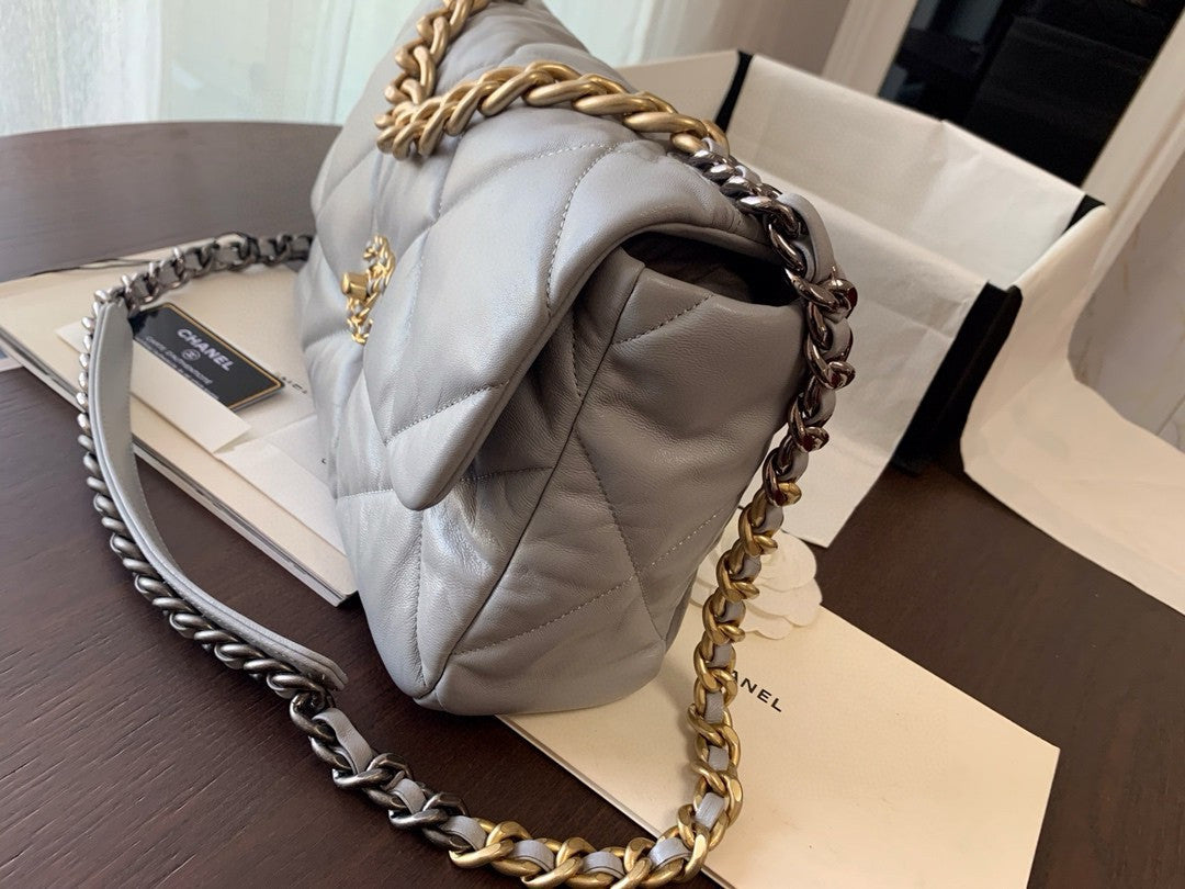 CHANEL 19 Grey Large Flap Bag