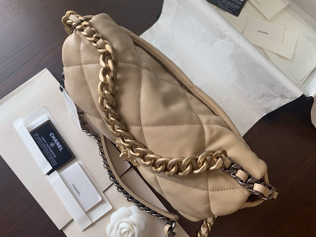 CHANEL 19 Dark Beige Large Flap Bag