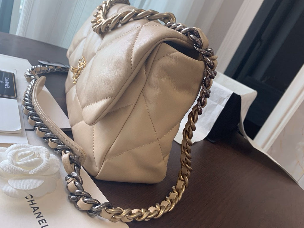 CHANEL 19 Dark Beige Large Flap Bag