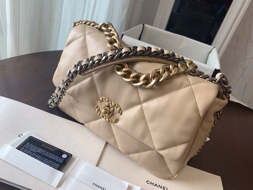 CHANEL 19 Dark Beige Large Flap Bag