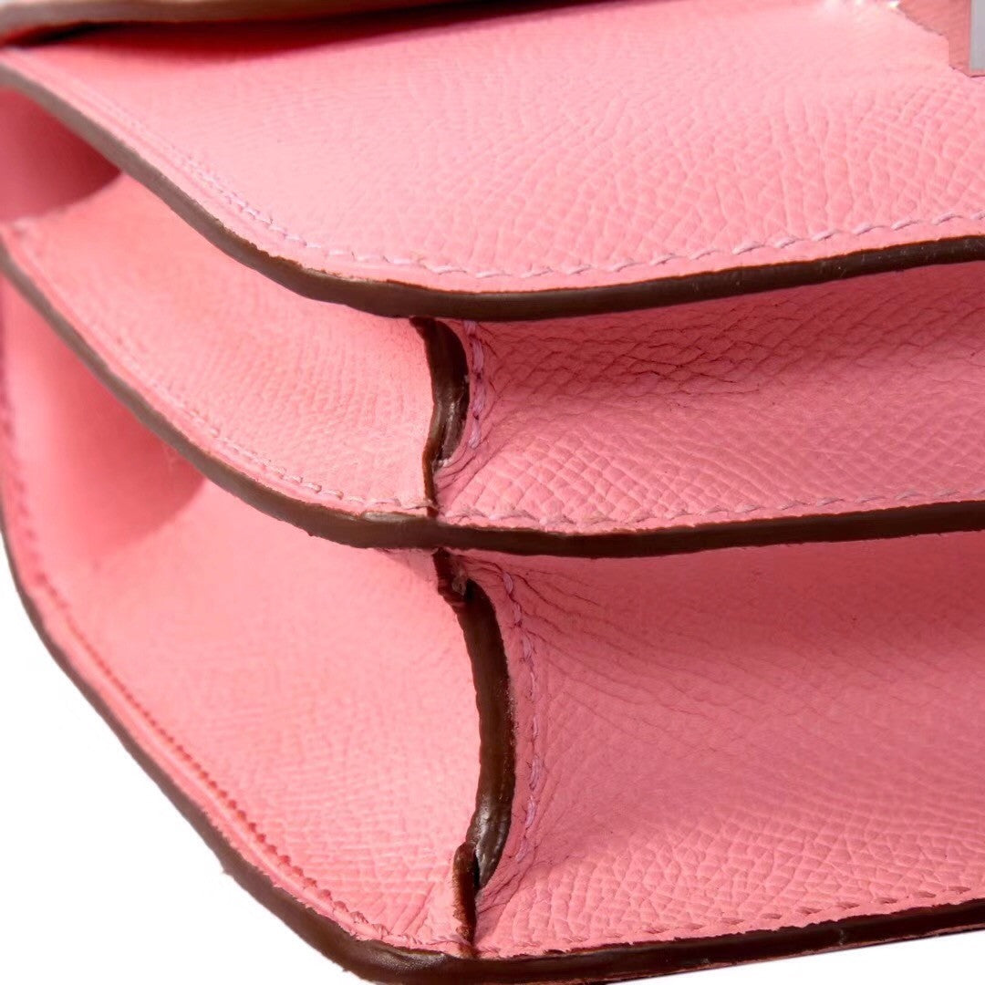 Hermes 1Q Rose Confetti  Constance Epsom leather 18cm Palladium Hardware