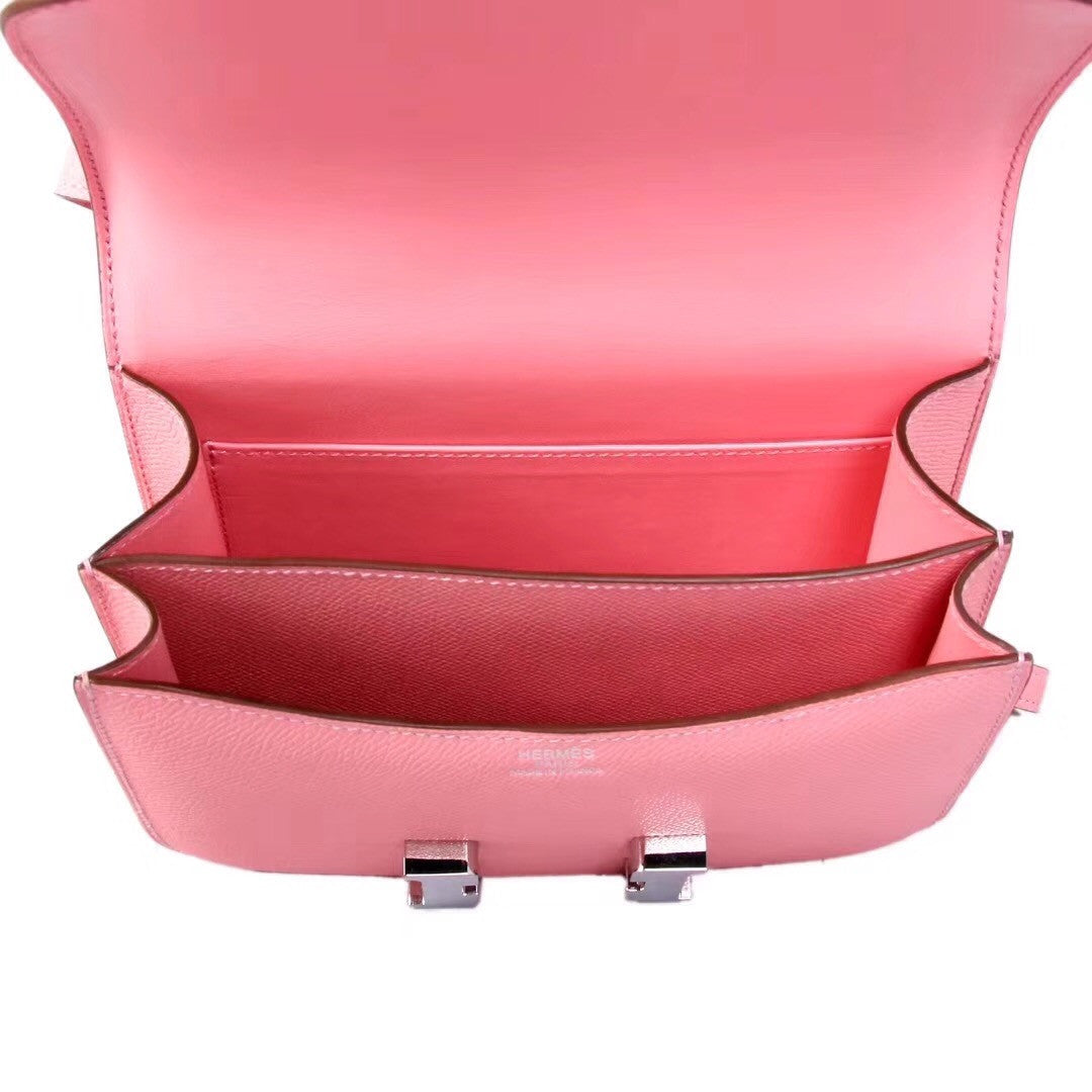 Hermes 1Q Rose Confetti  Constance Epsom leather 18cm Palladium Hardware