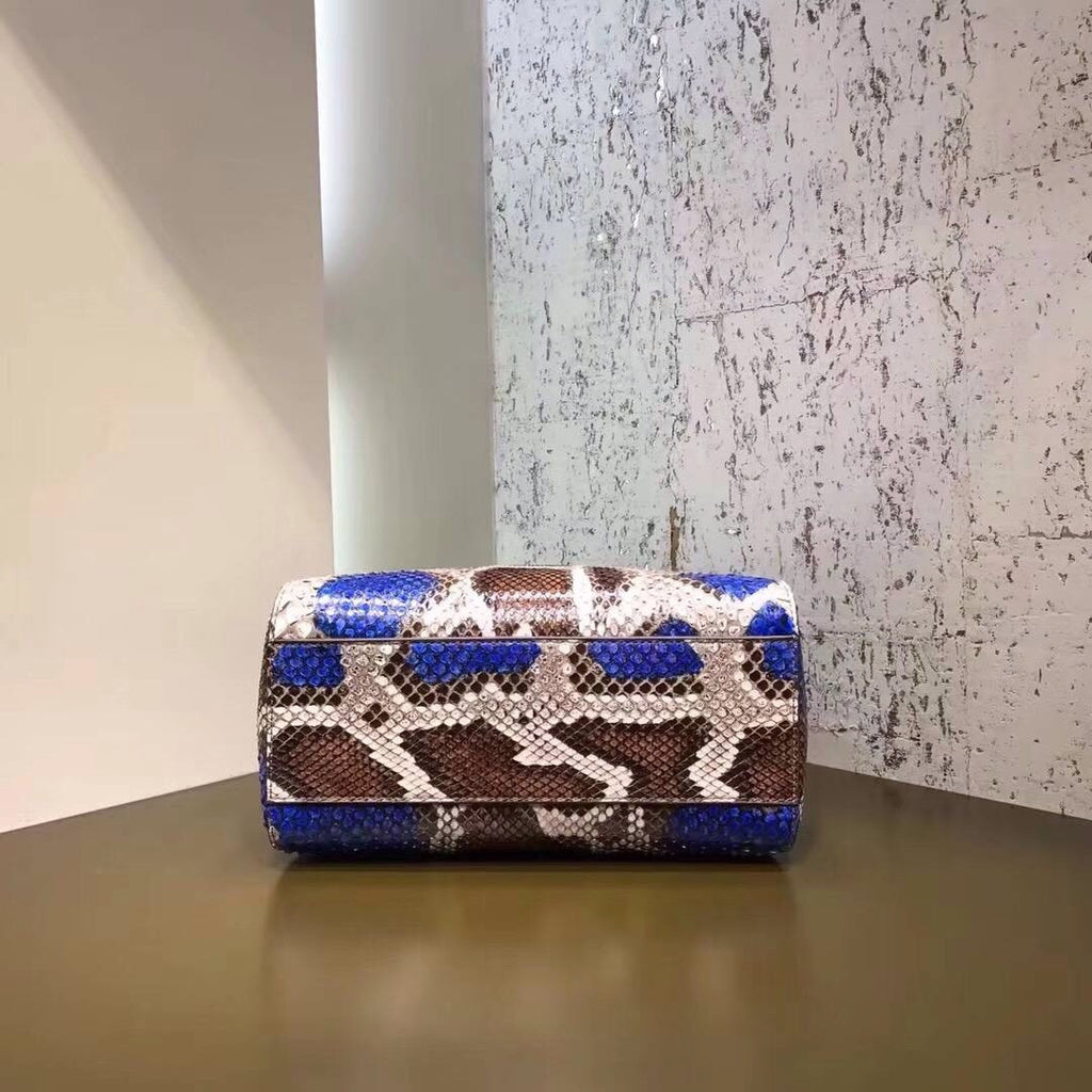 Fendi MINI PEEKABOO handbag in hand-painted Blue and Brown python