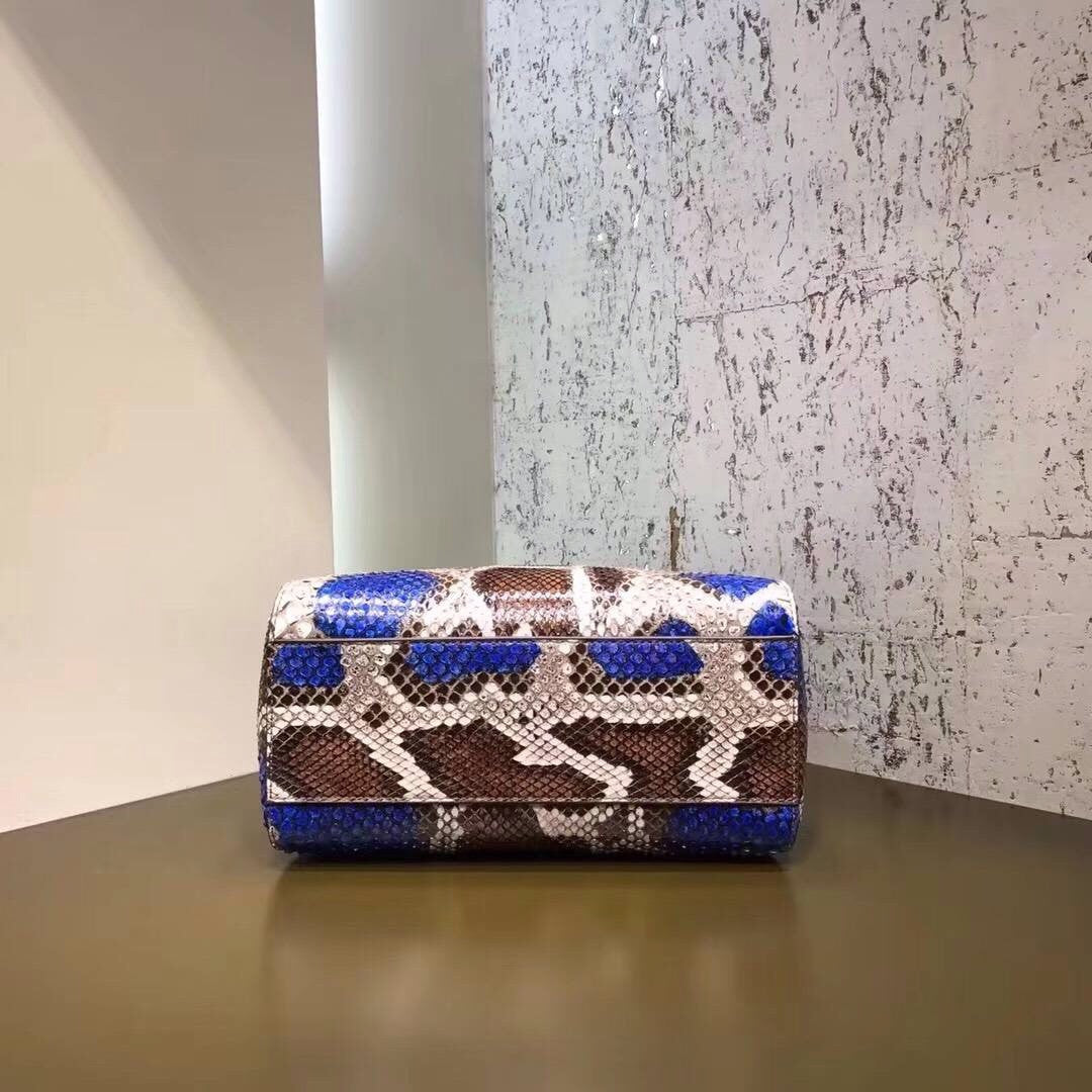 Fendi MINI PEEKABOO handbag in hand-painted Blue and Brown python