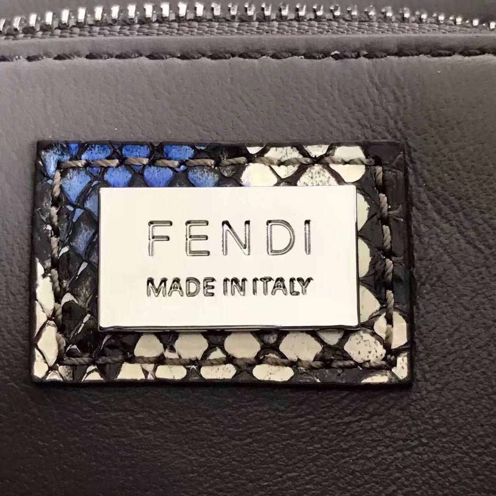 Fendi MINI PEEKABOO handbag in hand-painted Blue and Brown python