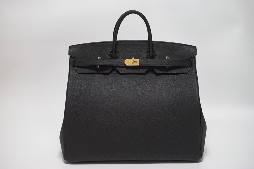 Hermes Hac 50 Travel Bag Black Togo Leather Gold Hardware