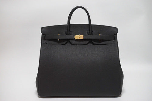 Hermes Hac 50 Travel Bag Black Togo Leather Gold Hardware