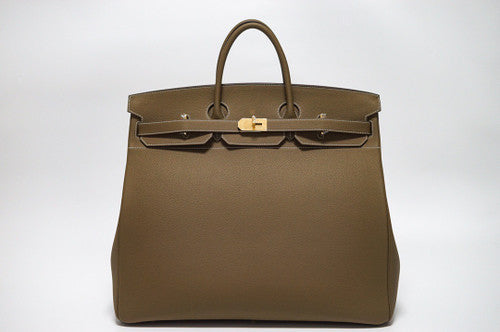 Hermes Hac 50 Travel Bag Etoupe Togo Leather Gold Hardware