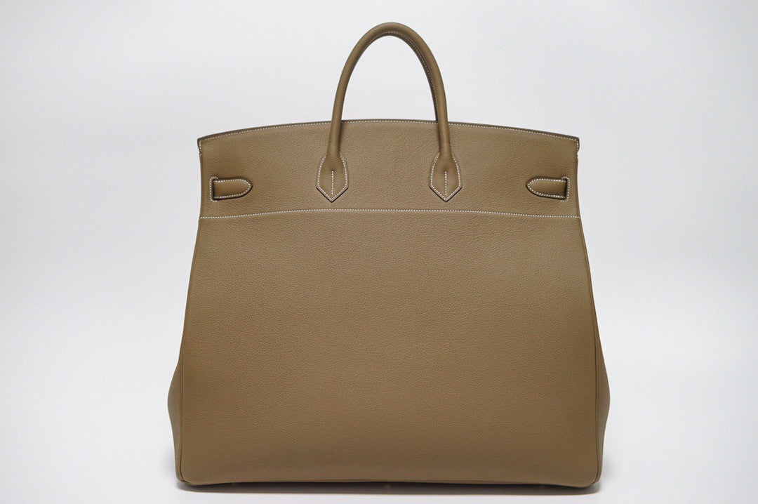 Hermes Hac 50 Travel Bag Etoupe Togo Leather Gold Hardware