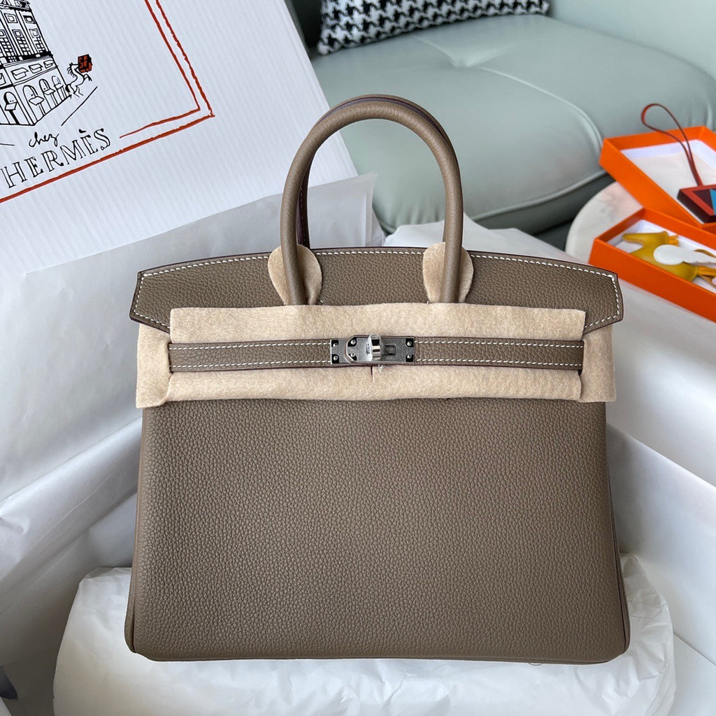 Hermes 18 Etoupe Birkin 25 Togo leather Palladium Hardware