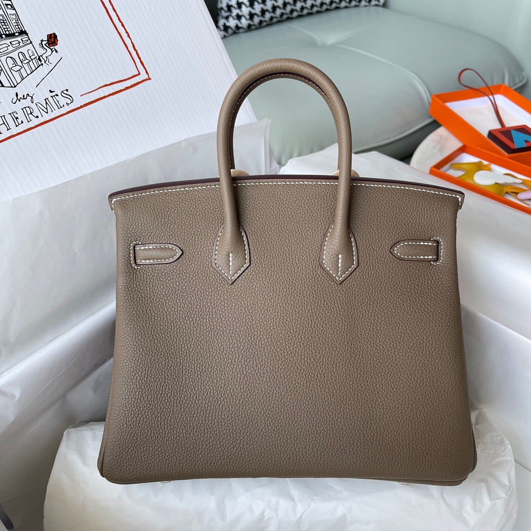 Hermes 18 Etoupe Birkin 25 Togo leather Palladium Hardware