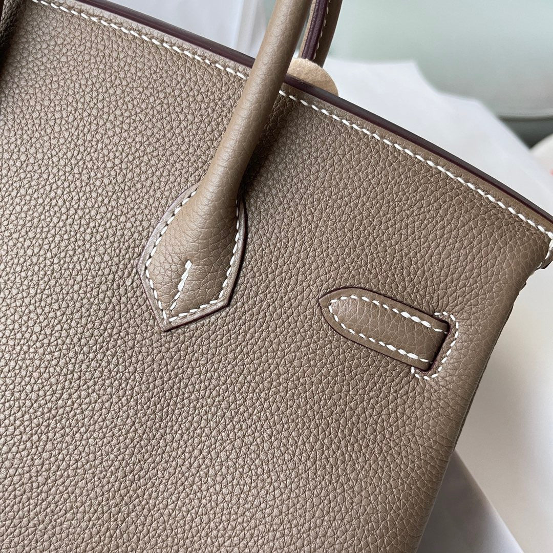 Hermes 18 Etoupe Birkin 25 Togo leather Palladium Hardware
