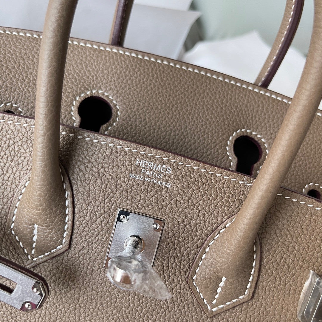 Hermes 18 Etoupe Birkin 25 Togo leather Palladium Hardware