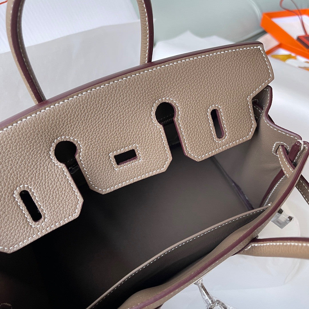 Hermes 18 Etoupe Birkin 25 Togo leather Palladium Hardware