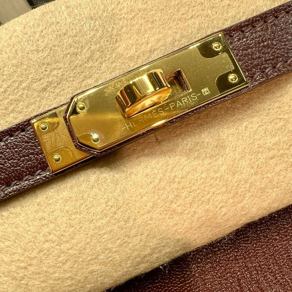 Hermes Kelly Elan bag Sellier Bordeaux Chevre chamkila goatskin Gold hardware