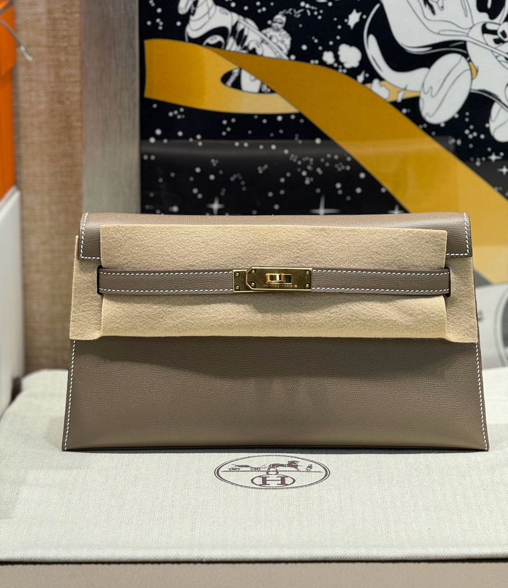 Hermes Kelly Elan Shoulder Strap Bag Etoupe